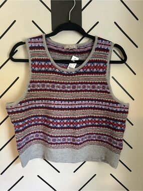 NWT J CREW merino lambs wool sweater vest fair isle sweater shell